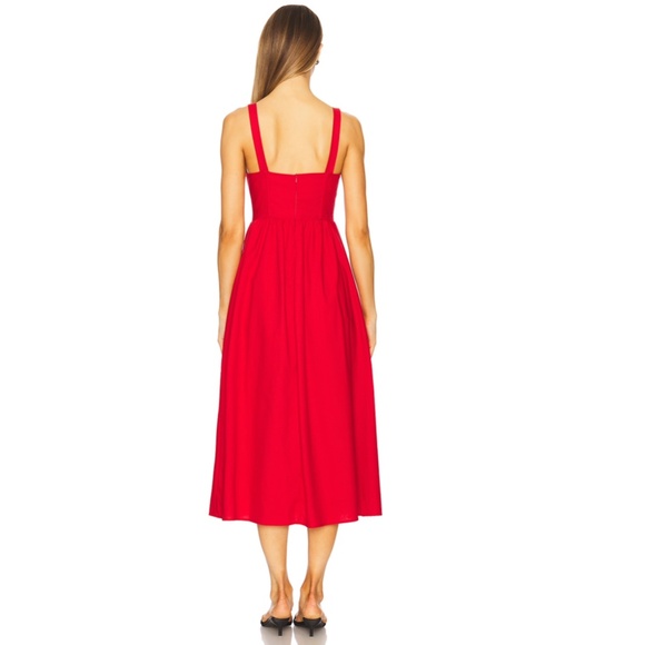 NEW ASTR The Label RED Sweetheart CORSET Linen A-LINE Midi DRESS XS - Picture 10 of 16